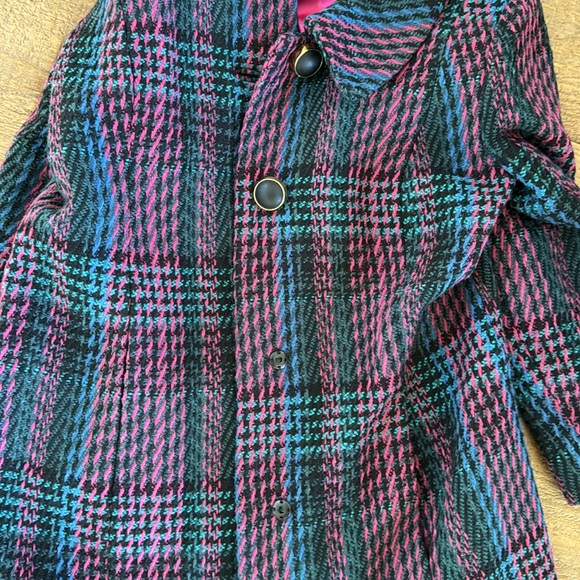 Anthropologie Blazing Bright Rainbow Plaid Coat Jacket - Picture 6 of 6